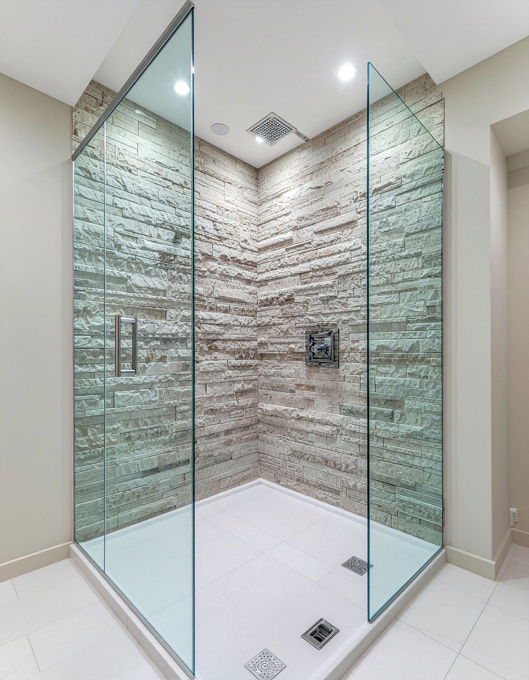 Floor to ceiling shower door - 30 bathroom proportion ideas