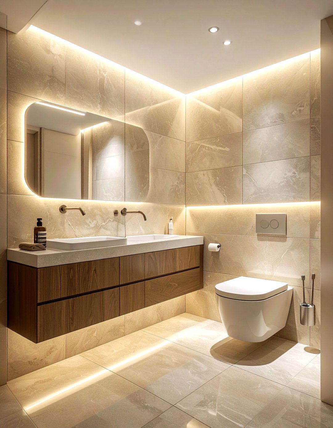 Floor to ceiling tile wrap - 30 water closet ideas