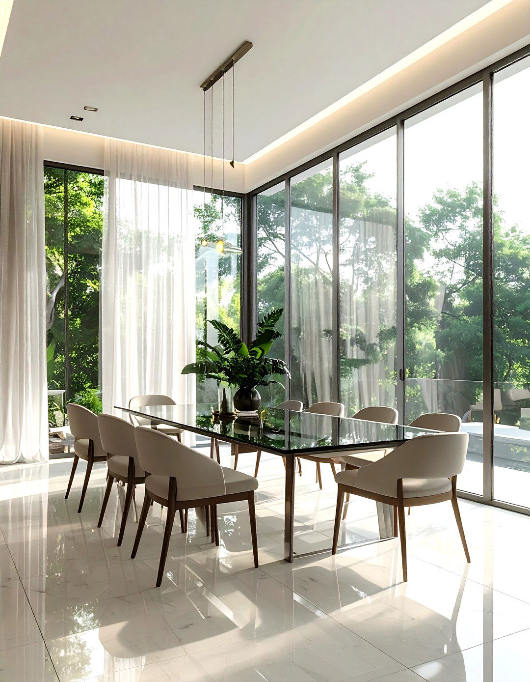 Floor to ceiling window dining room - 30 luxurious dining room ideas