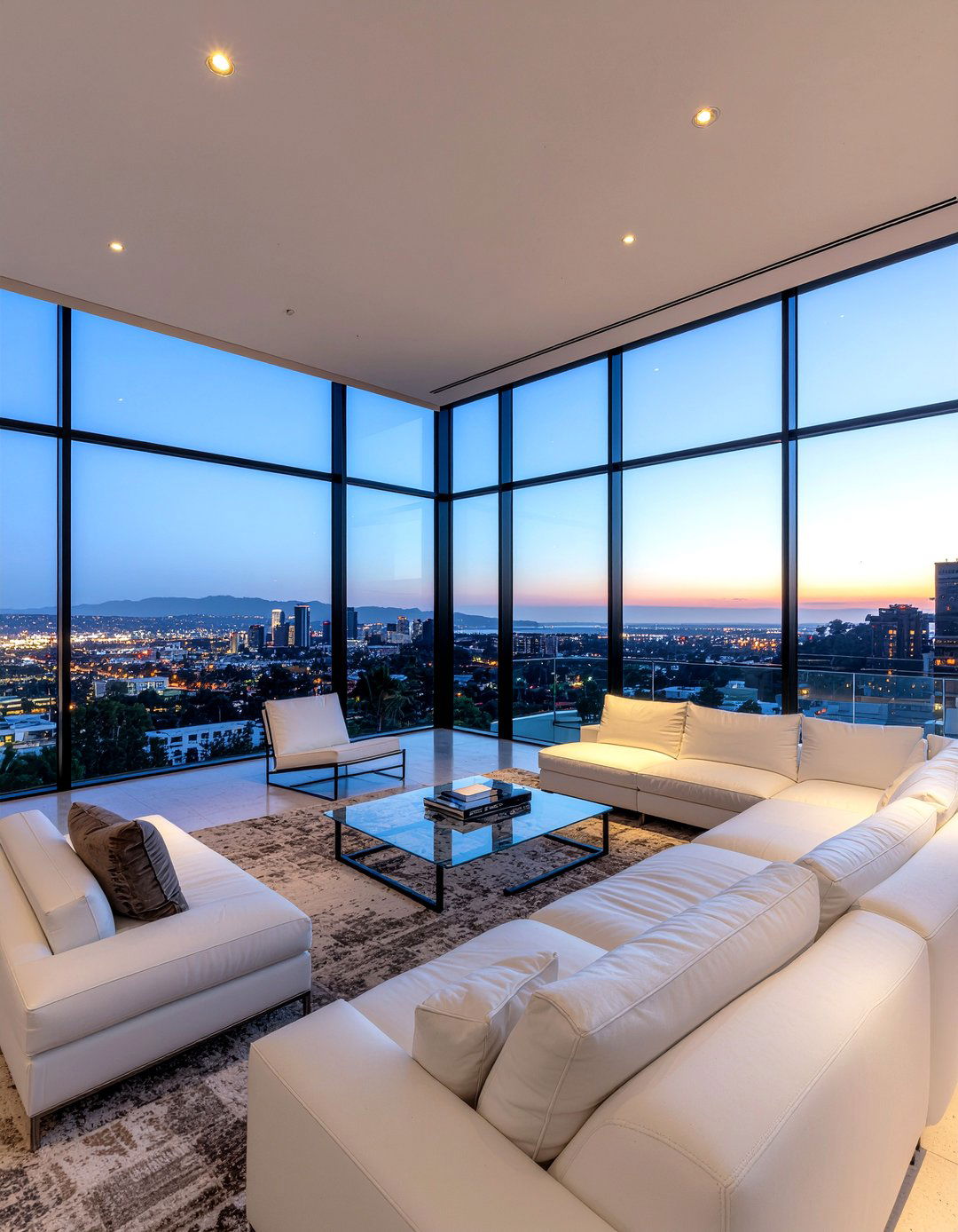 Floor to ceiling windows living room - 30 mansion living room ideas