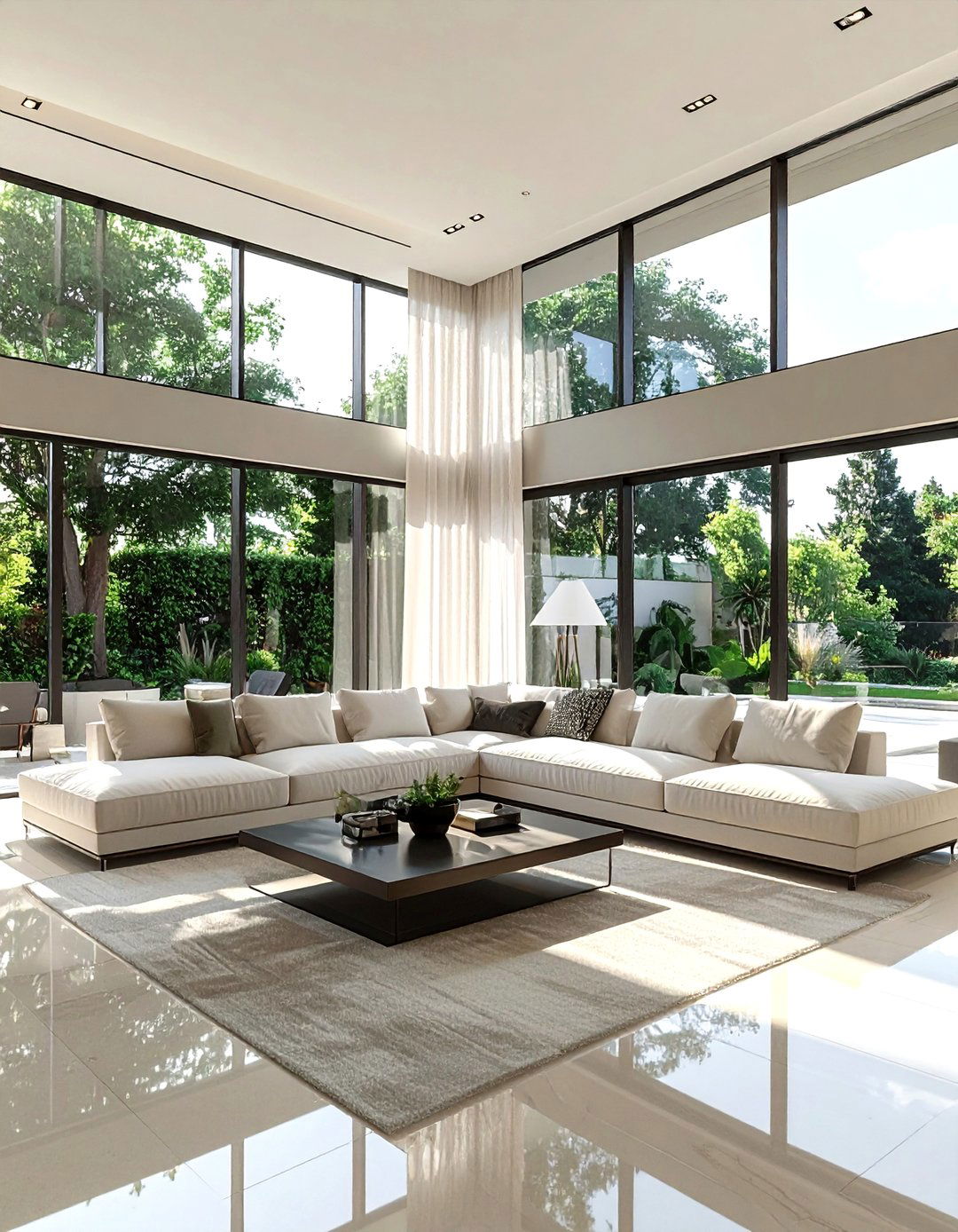 Floor to ceiling windows living room - 30 airy living room ideas