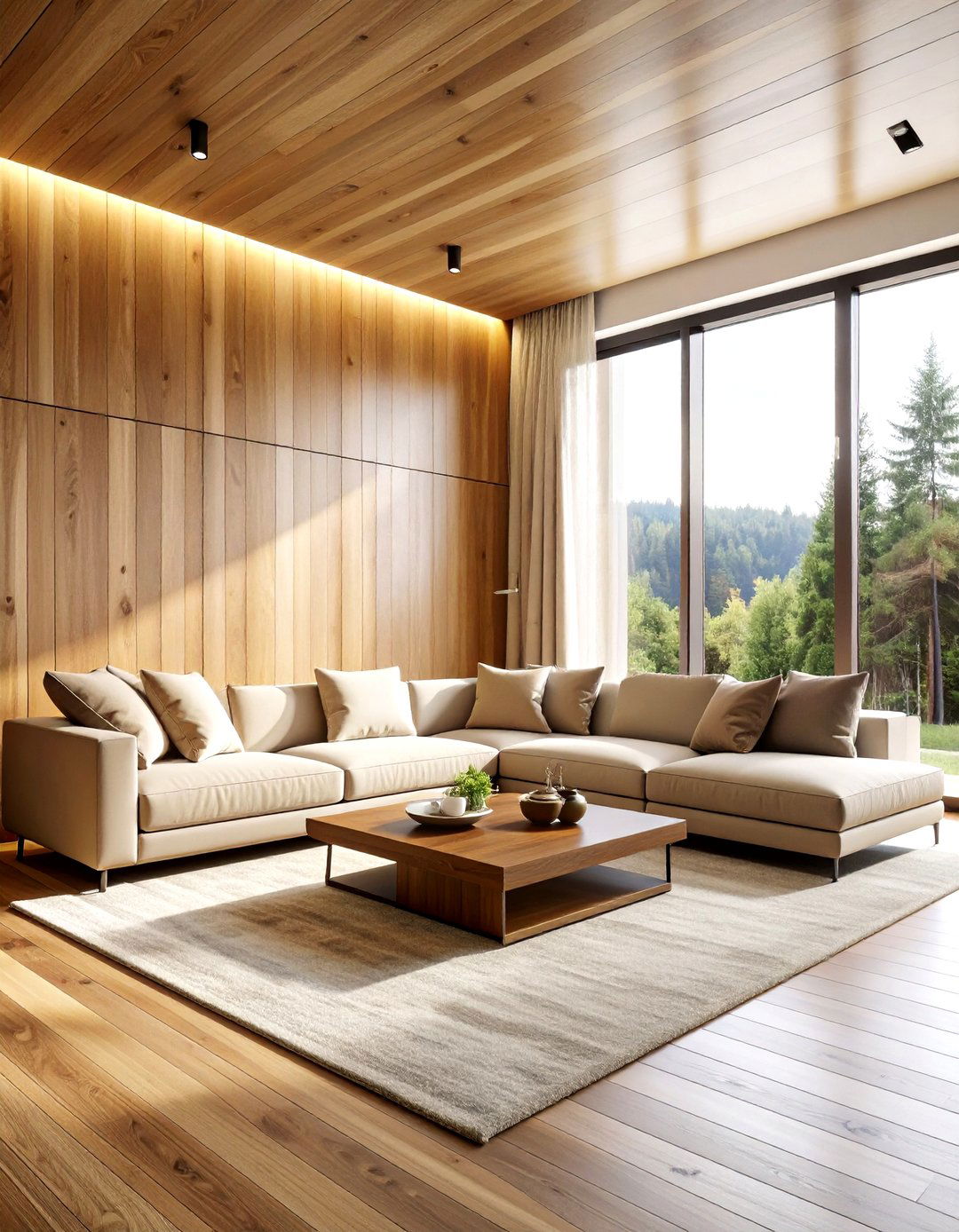 Floor to ceiling wood paneling - 30 living room wood wall ideas