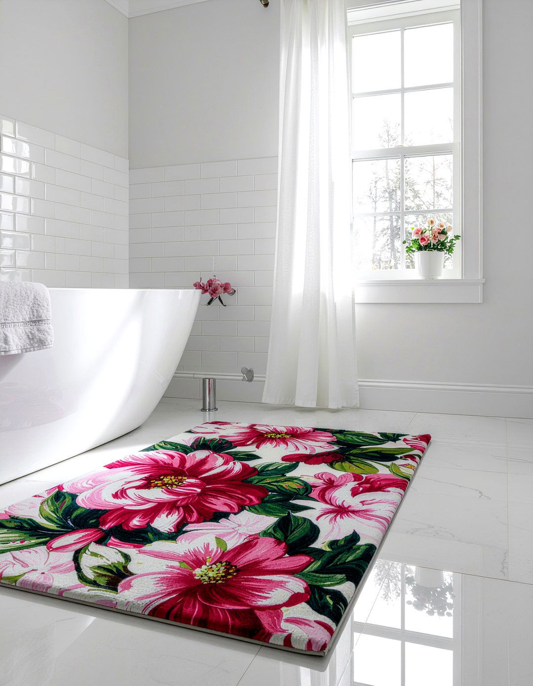 Floral Bathroom Rug - 30 bathroom rug ideas