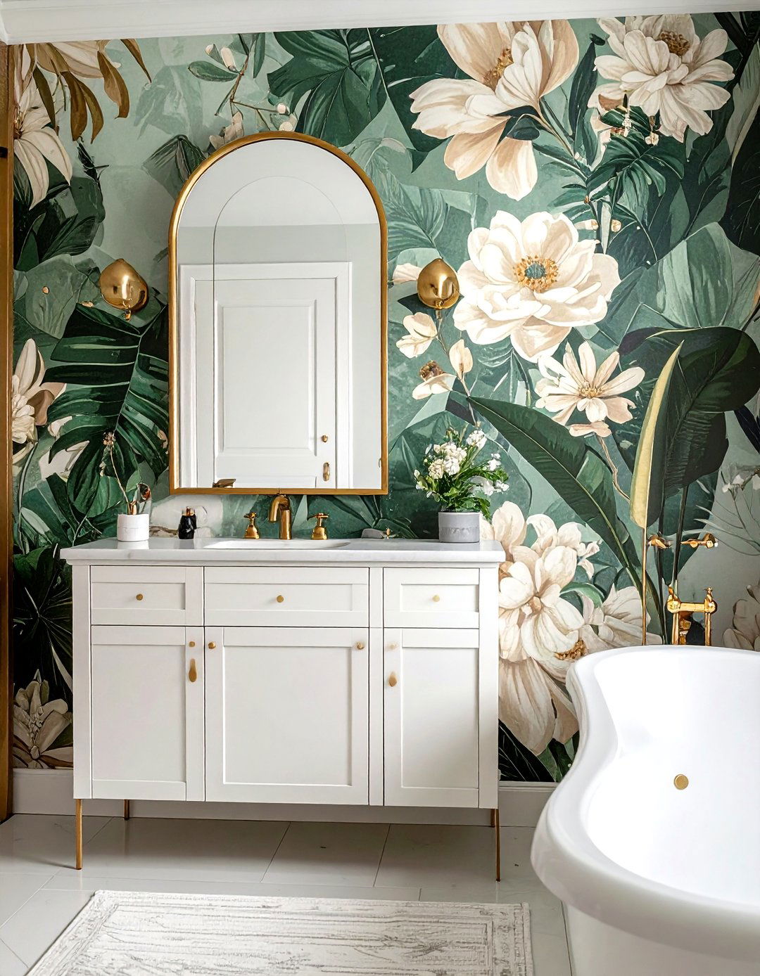 Floral Bathroom Wallpaper - 30 bathroom renovation ideas
