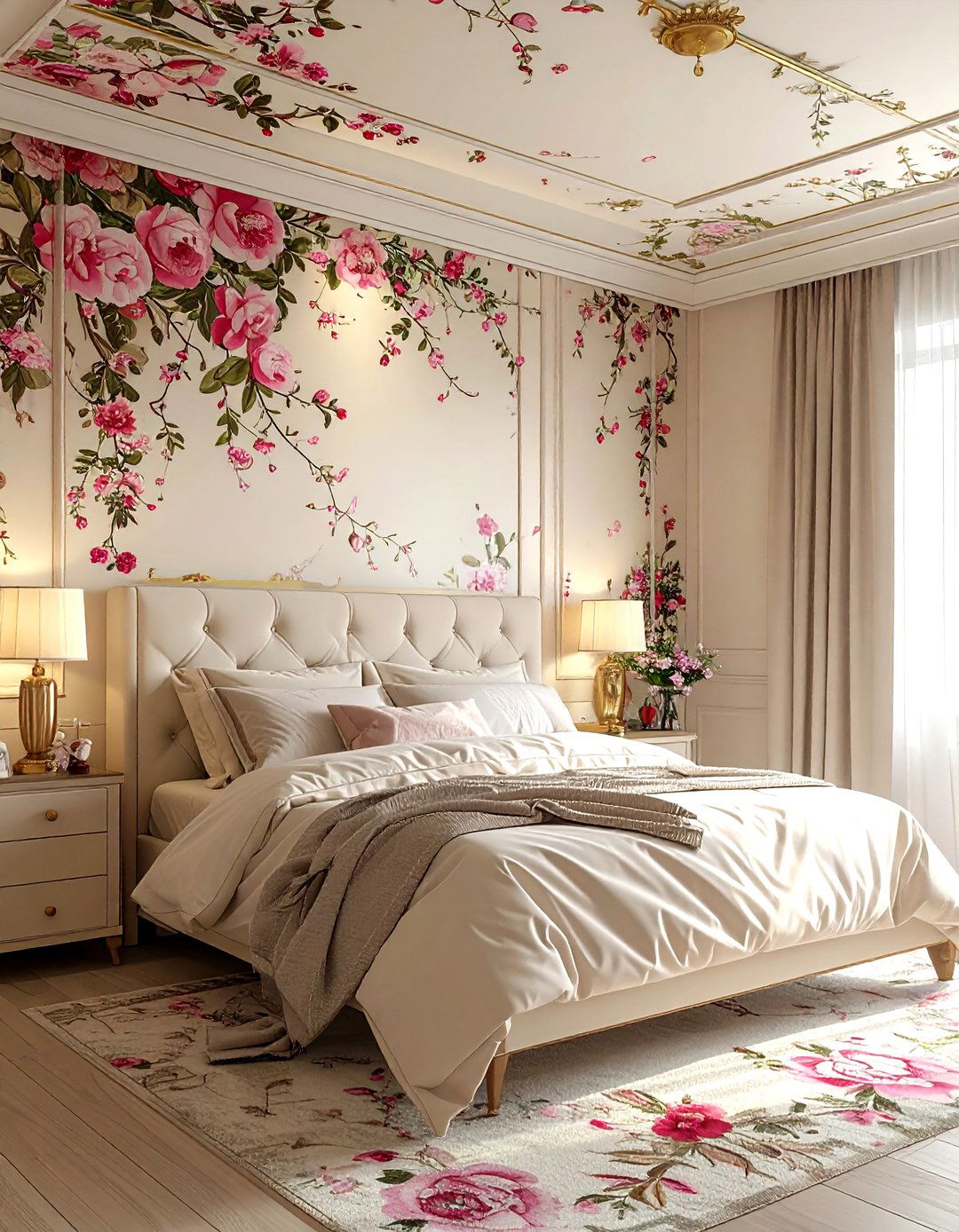 Floral Ceiling Mural - 30 painted ceiling ideas