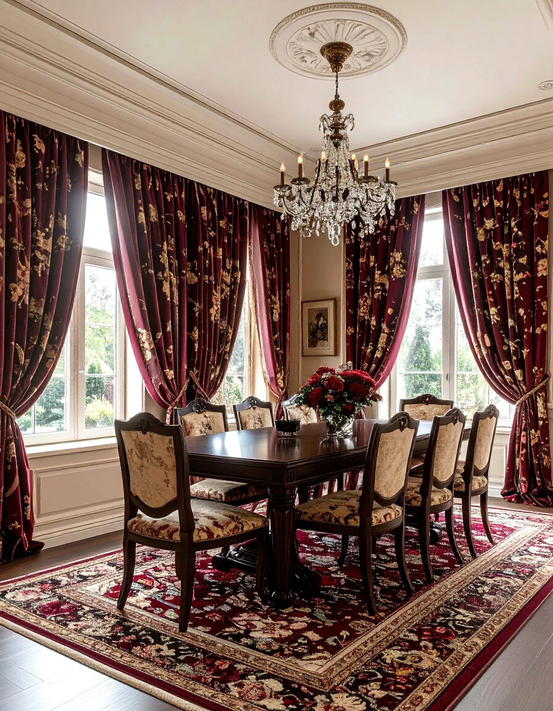 Floral Curtain Dining Room - 30 floral dining room ideas