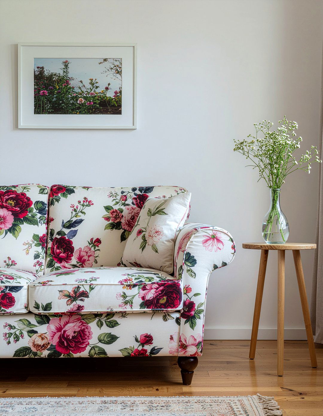 Floral English Arm Sofa - 30 living room English arm sofa ideas