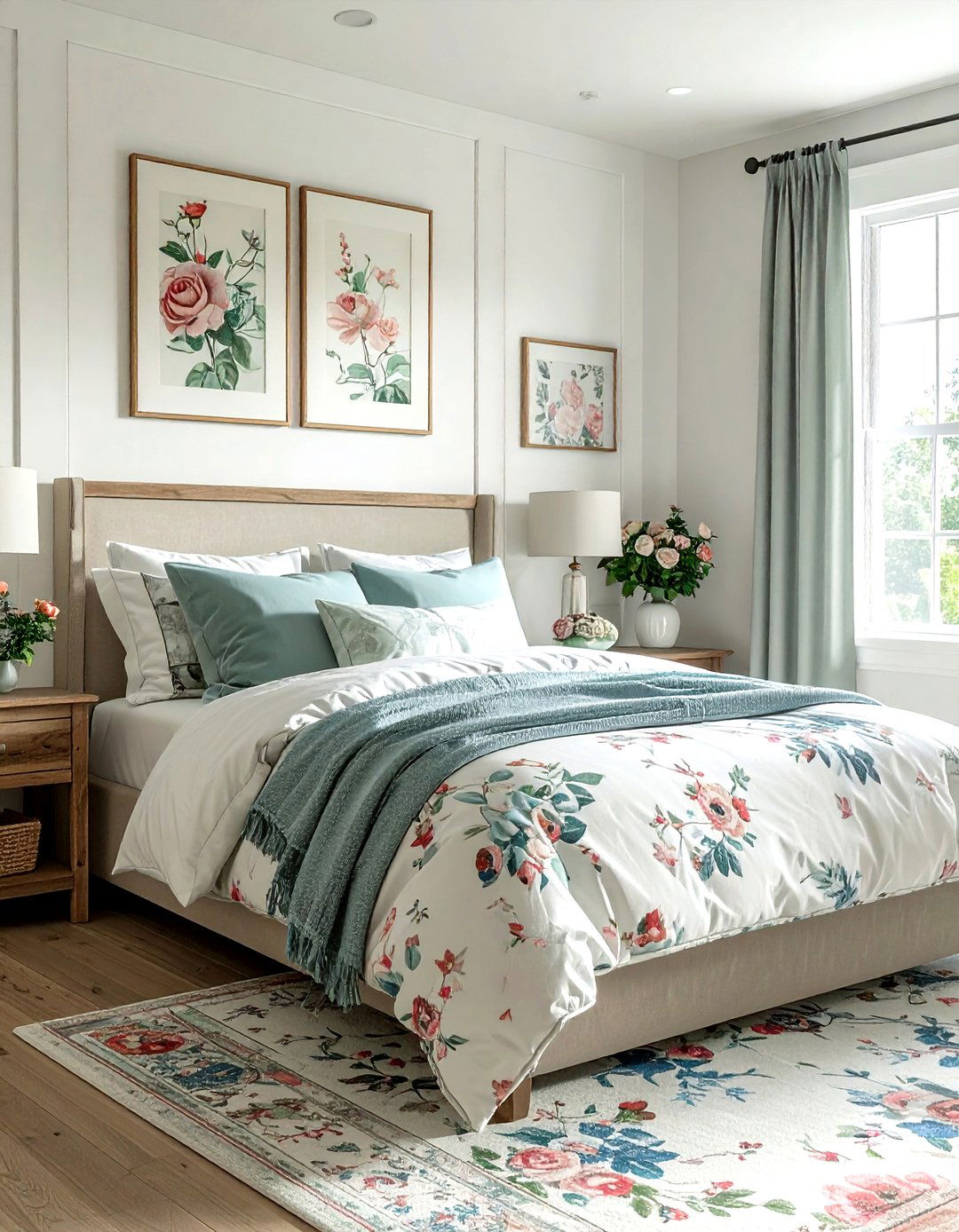 Floral Farmhouse Bedroom - 30 farmhouse cream bedroom ideas