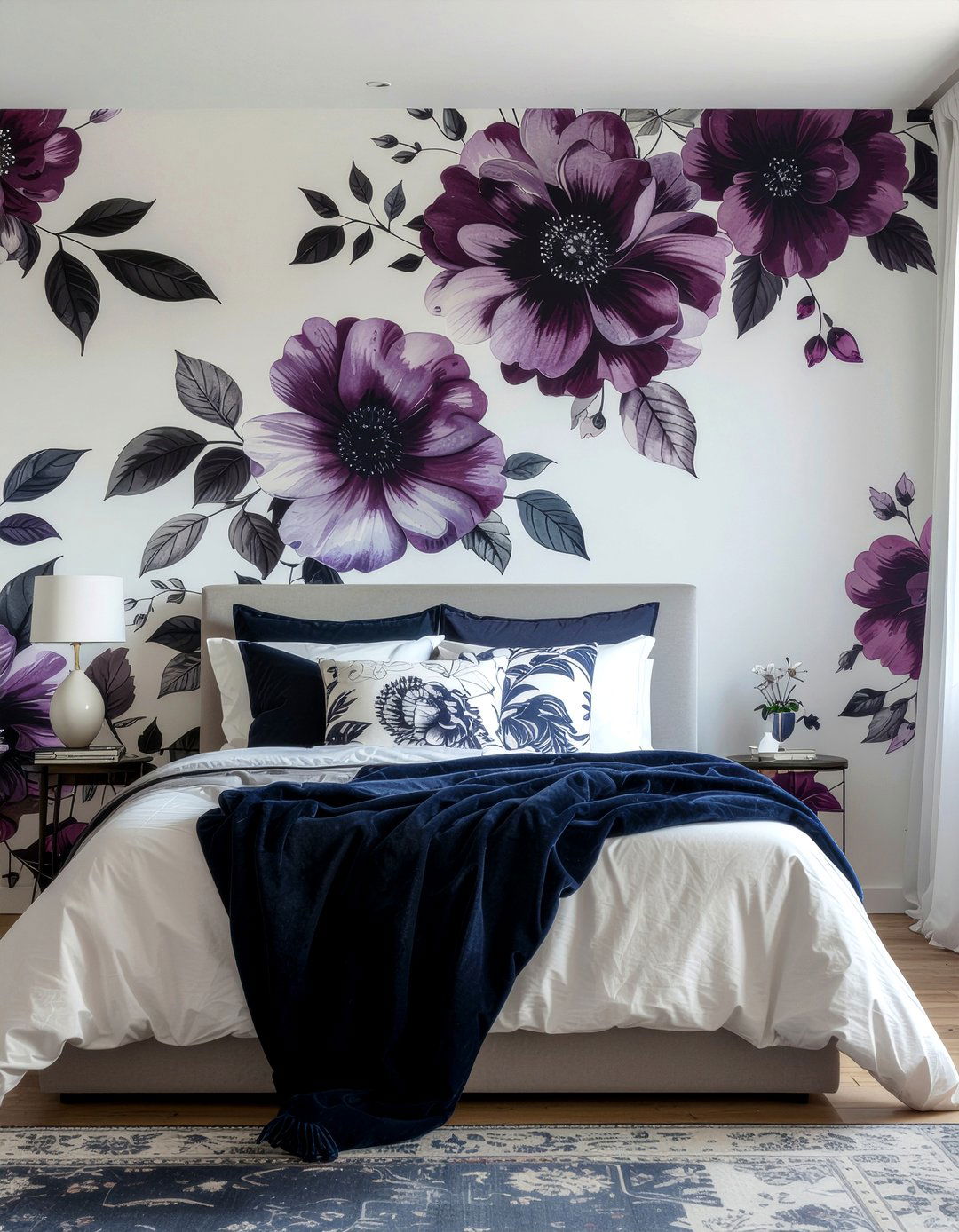 Floral Mural Bedroom - 30 modern glam bedroom ideas