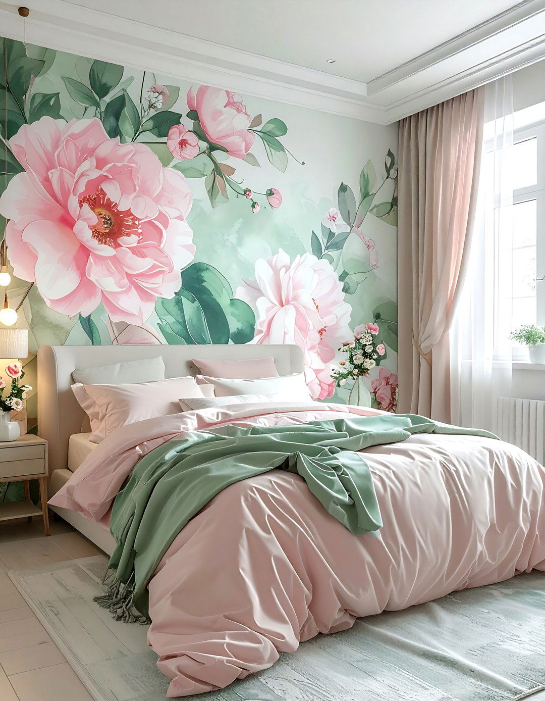 Floral Mural Wallpaper - 30 bedroom backsplash ideas