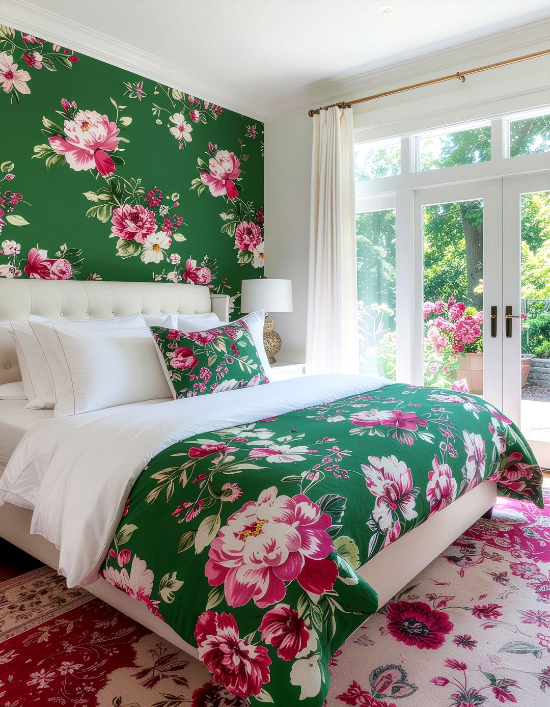 Floral Pattern Headboard - 30 bedroom upholstered headboards