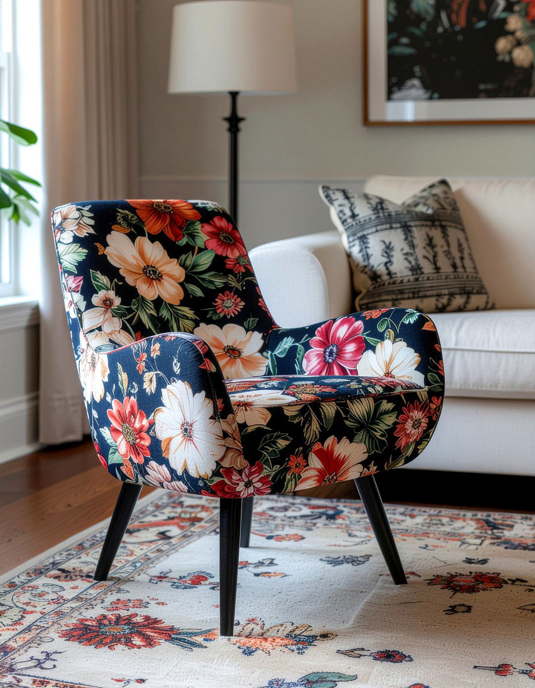 Floral Print Accent Chair - 30 living room lounge chairs