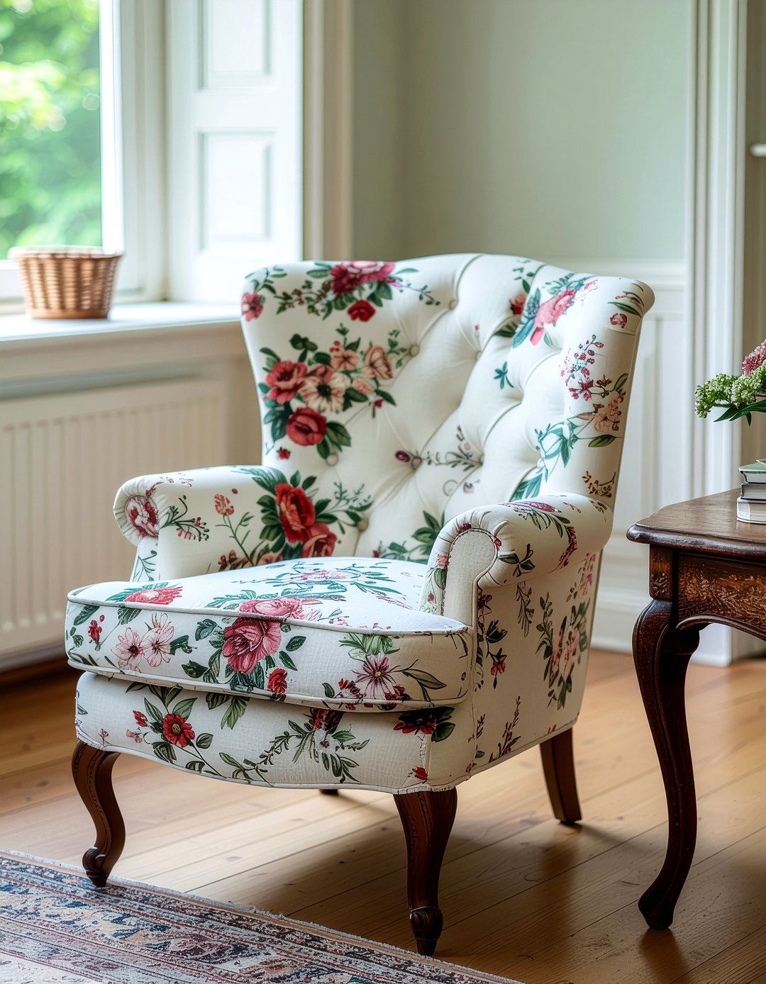Floral Print Chair Cover - 30 living room washable slipcover ideas