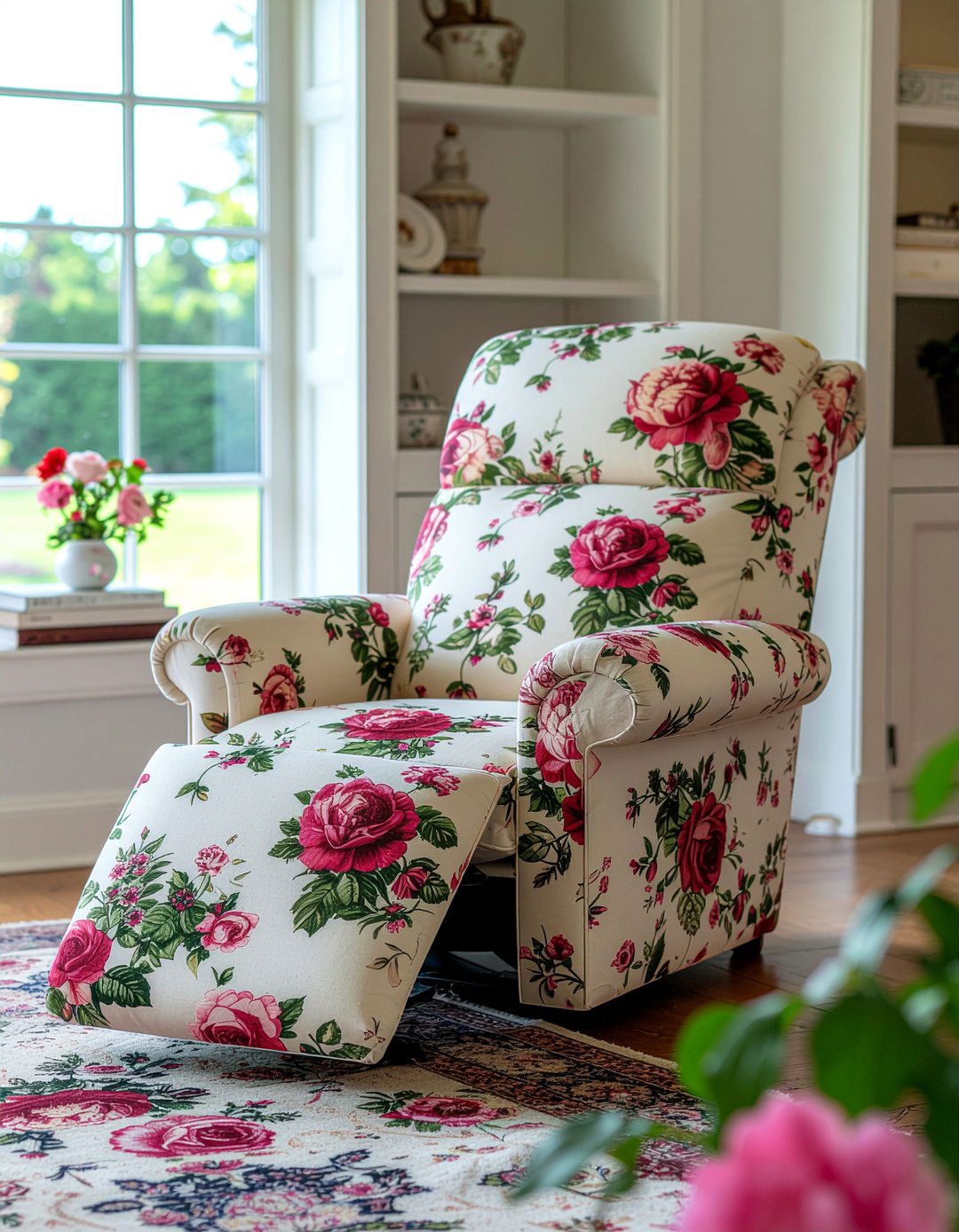 Floral Print Recliner - 30 living room maximalist furniture ideas