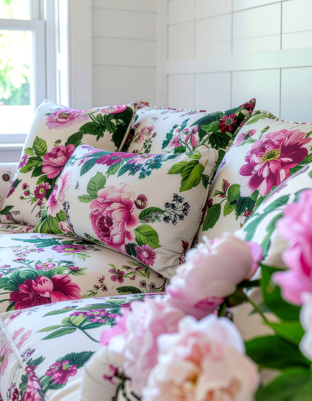 Floral Print Sofa - 30 living room upholstered sofa ideas