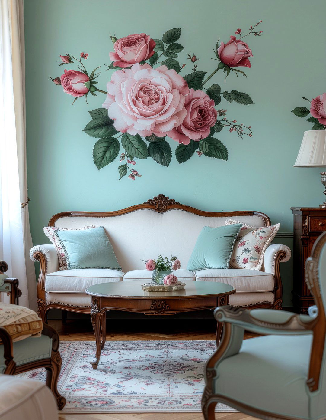 Floral Print Wallpaper - 30 retro living room ideas