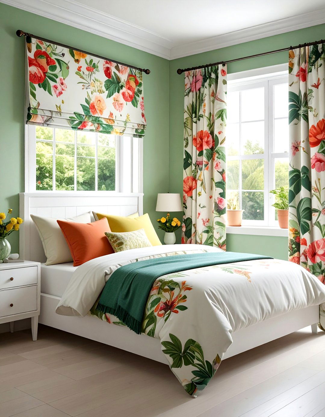 Floral Print Window Treatments - 30 bedroom curtain ideas