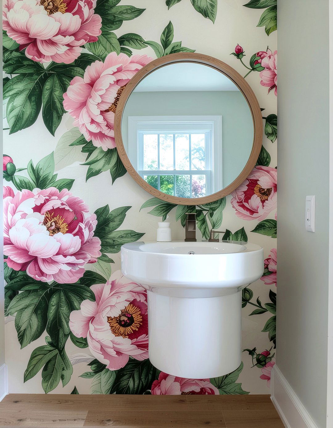 Floral Removable Wallpaper - 30 bathroom dramatic change ideas