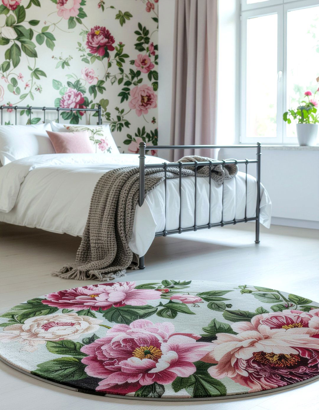 Floral Round Rug - 30 bedroom round rugs