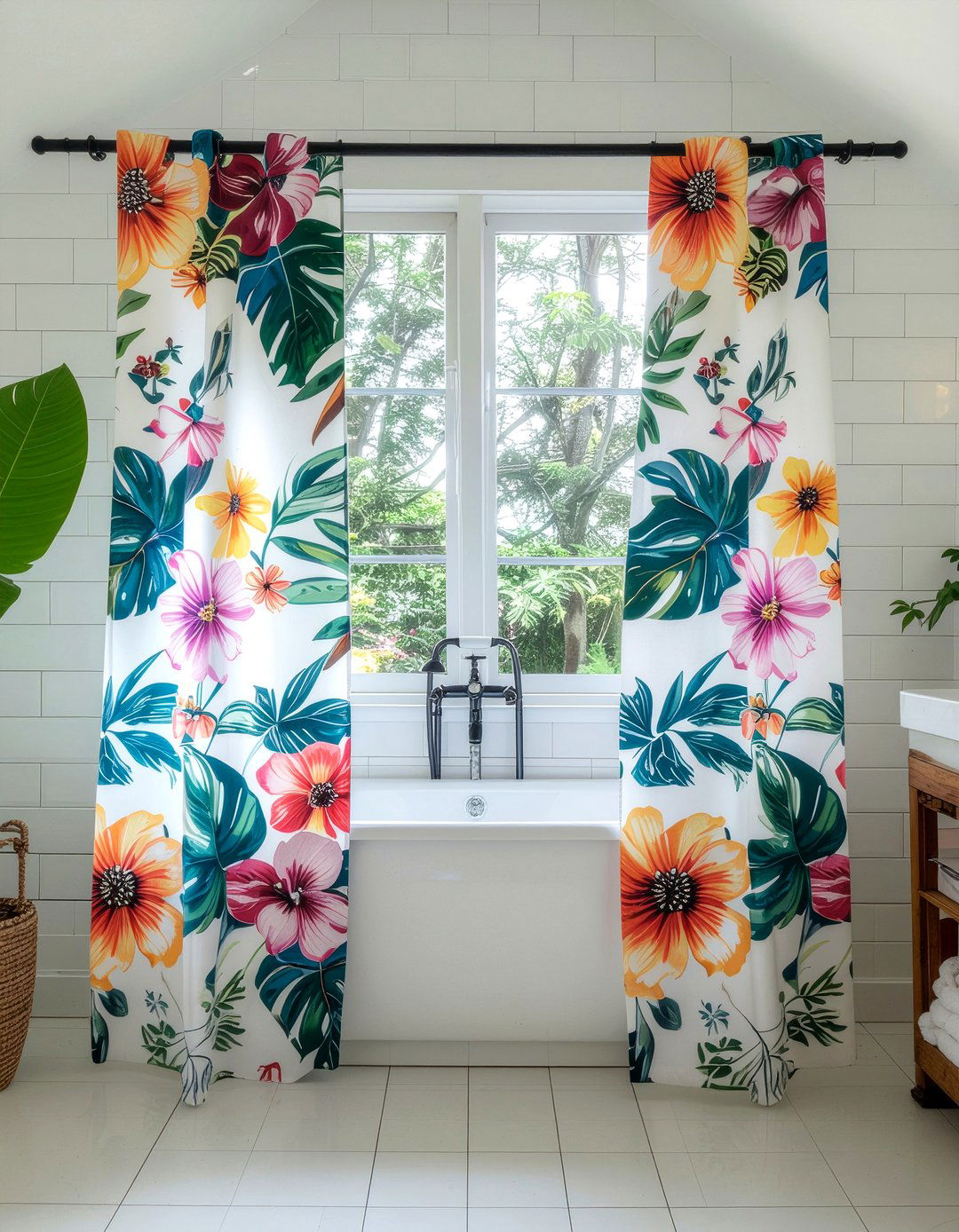 Floral Shower Curtain - 30 bathroom linens ideas