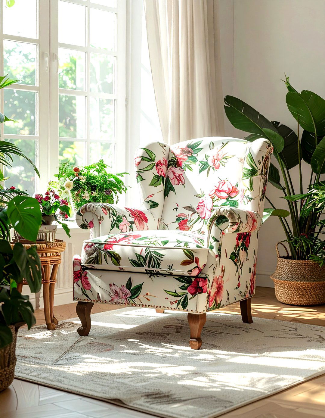 Floral Slipper Chair - 30 living room slipper chair ideas