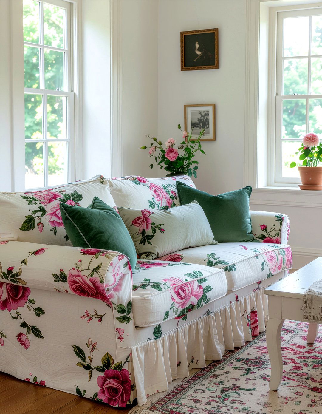 Floral Sofa Cover - 30 shabby chic living room ideas
