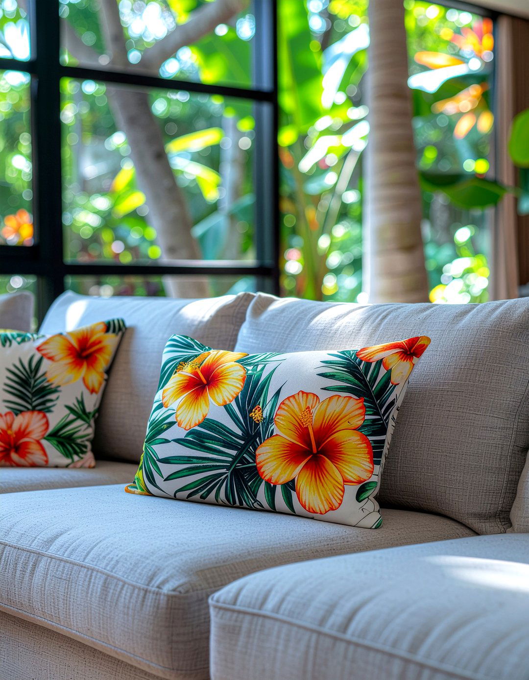 Floral Throw Pillows - 30 Hawaiian living room ideas