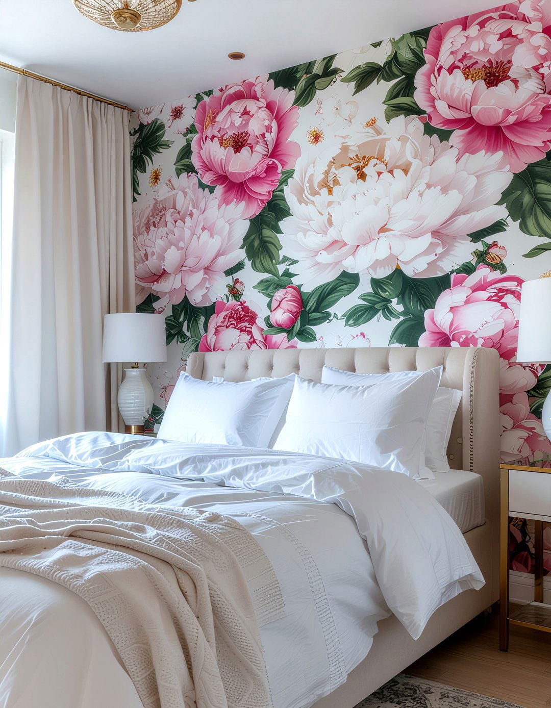 Floral Wallpaper Accent - 30 girls bedroom ideas
