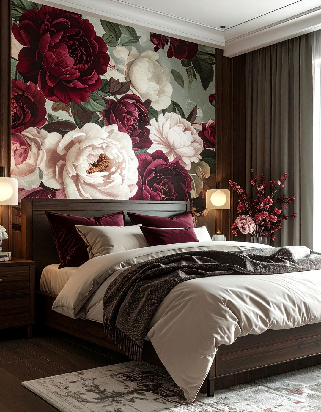 Floral Wallpaper Accent Wall - 30 bedroom statement piece ideas