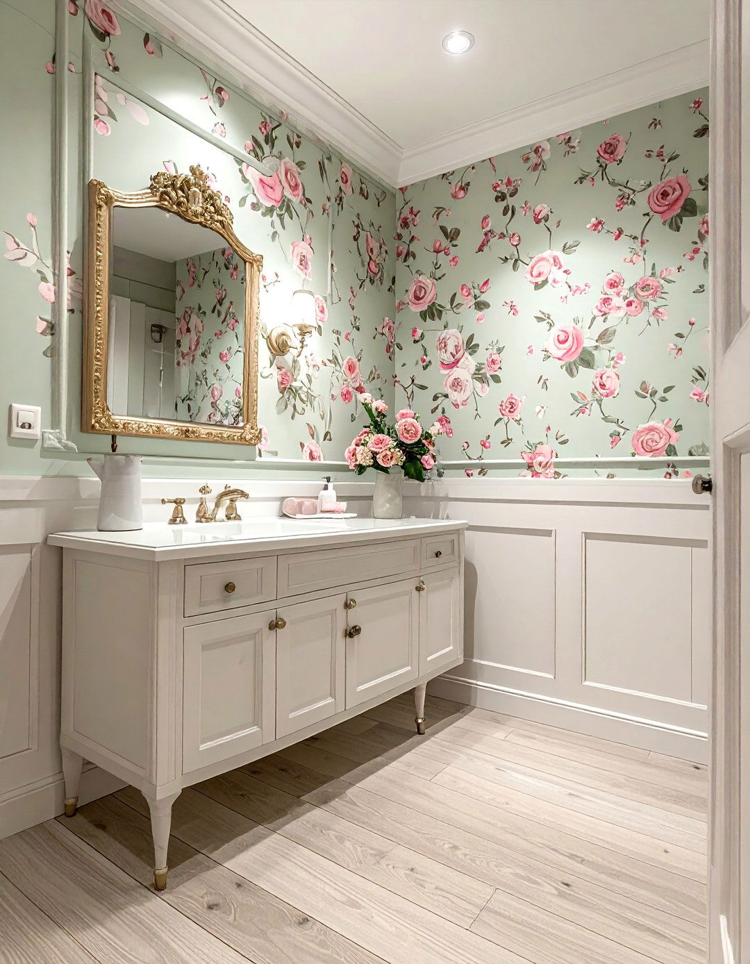 Floral Wallpaper Accent - 30 Edwardian bathroom ideas