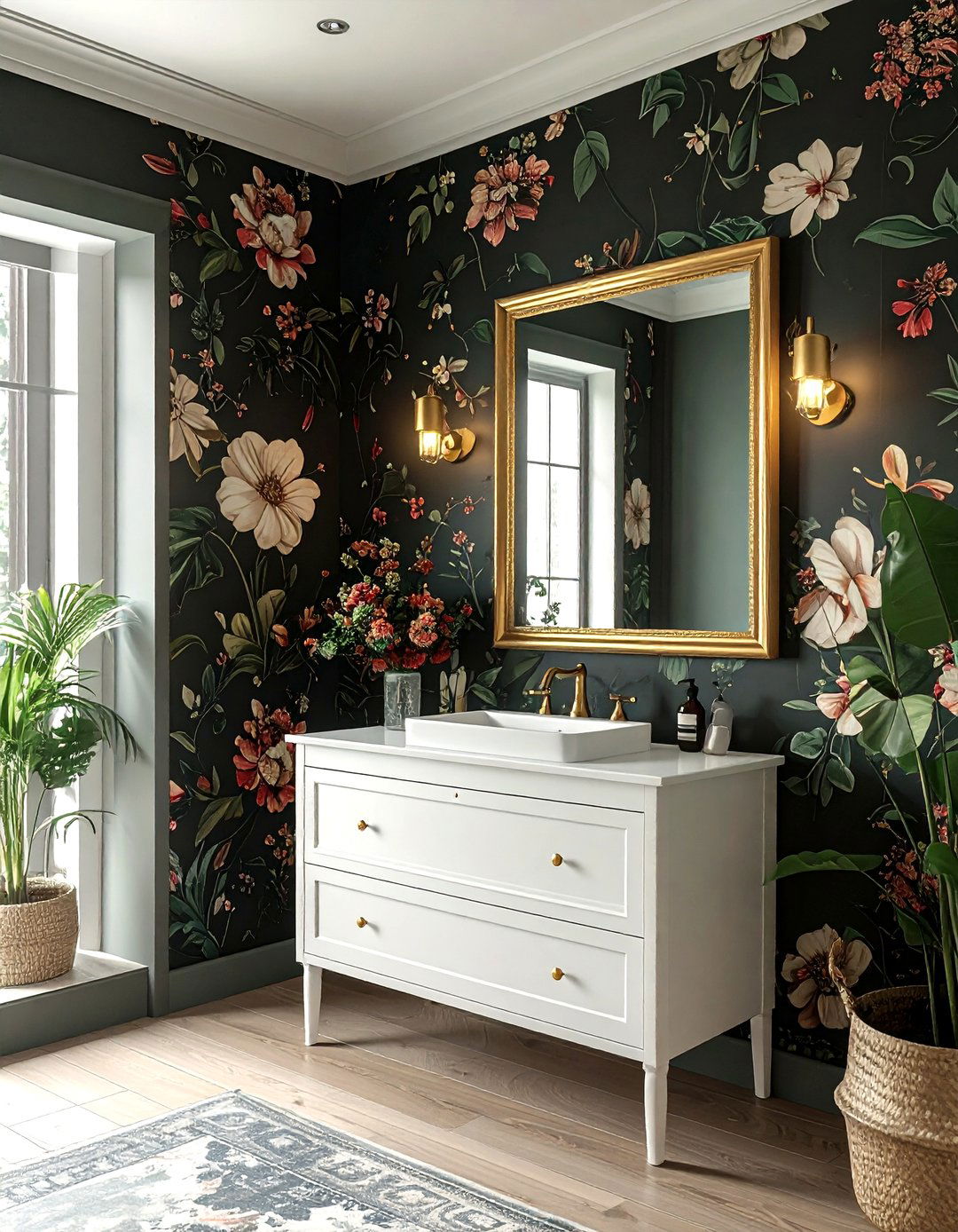 Floral Wallpaper For Bathroom Walls - 30 vintage modern bathroom ideas