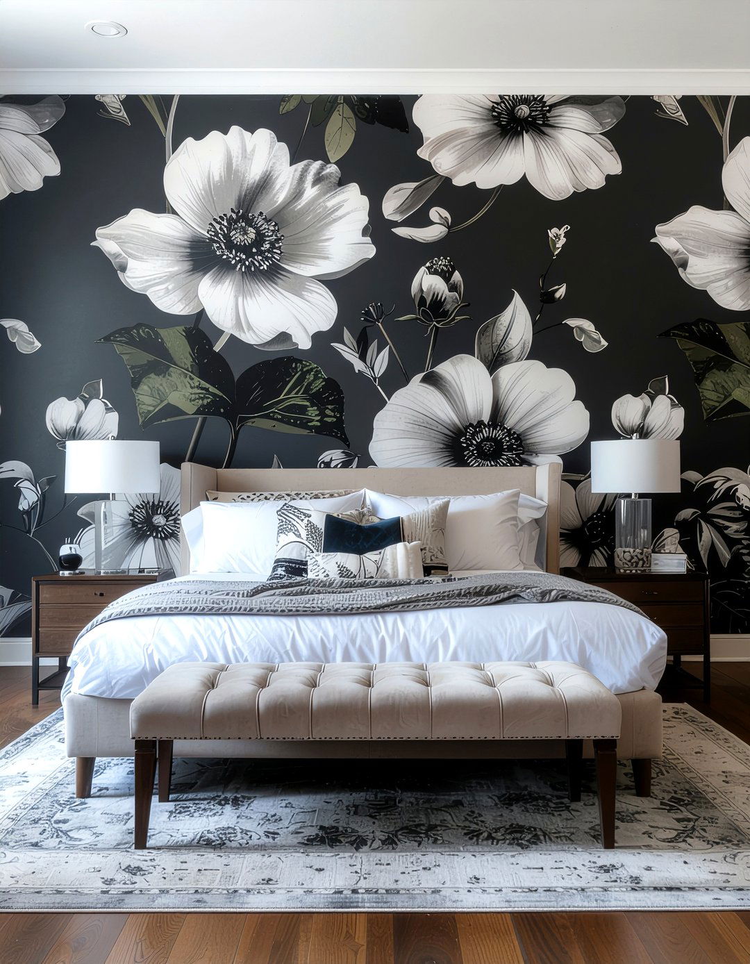 Floral Wallpaper Mural - 30 grand bedroom ideas