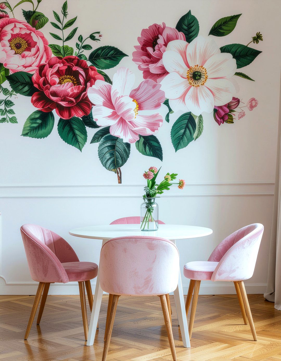 Floral Wallpaper Mural - 30 dining room accent wall ideas