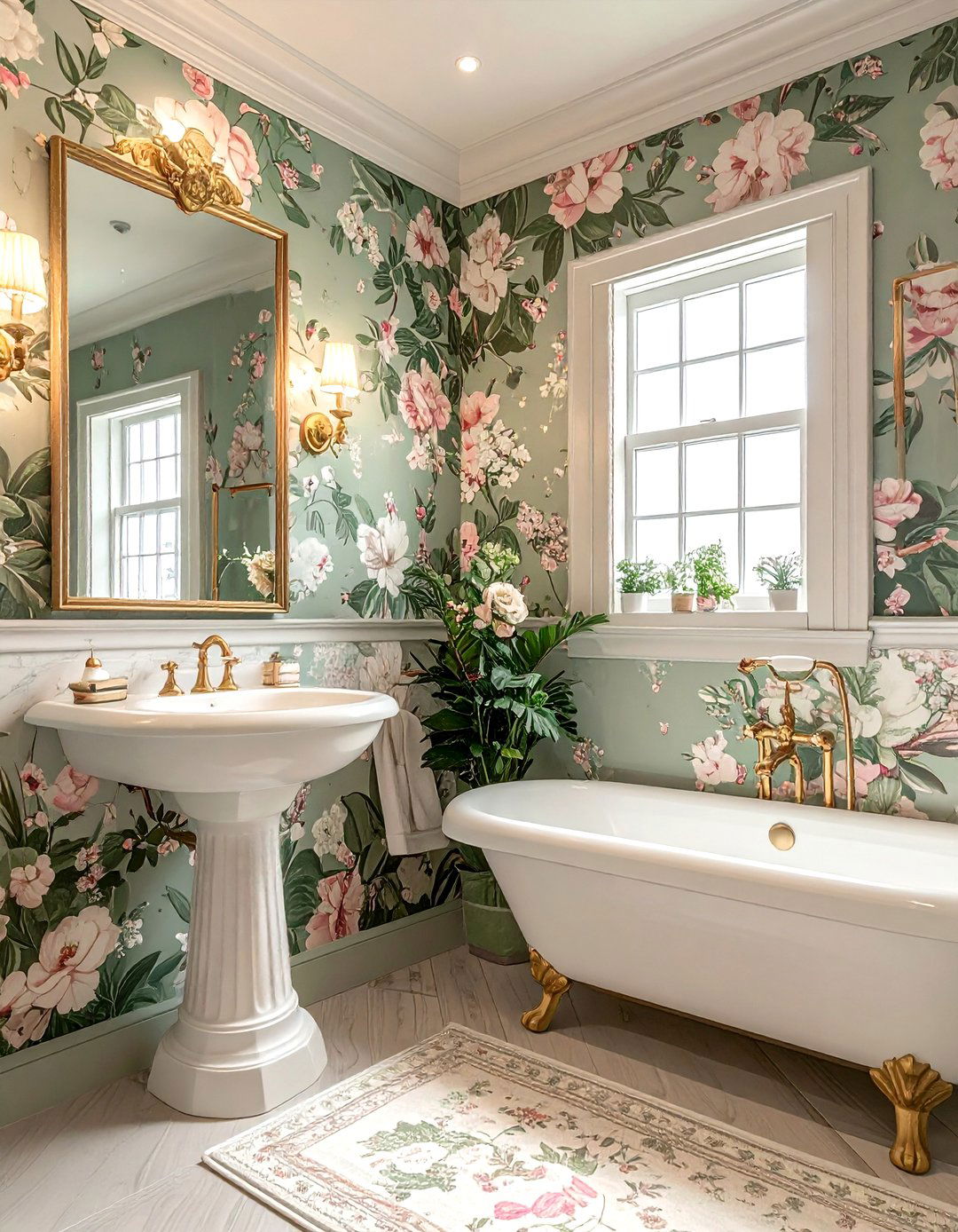 Floral bathroom wallpaper - 30 bathroom update ideas