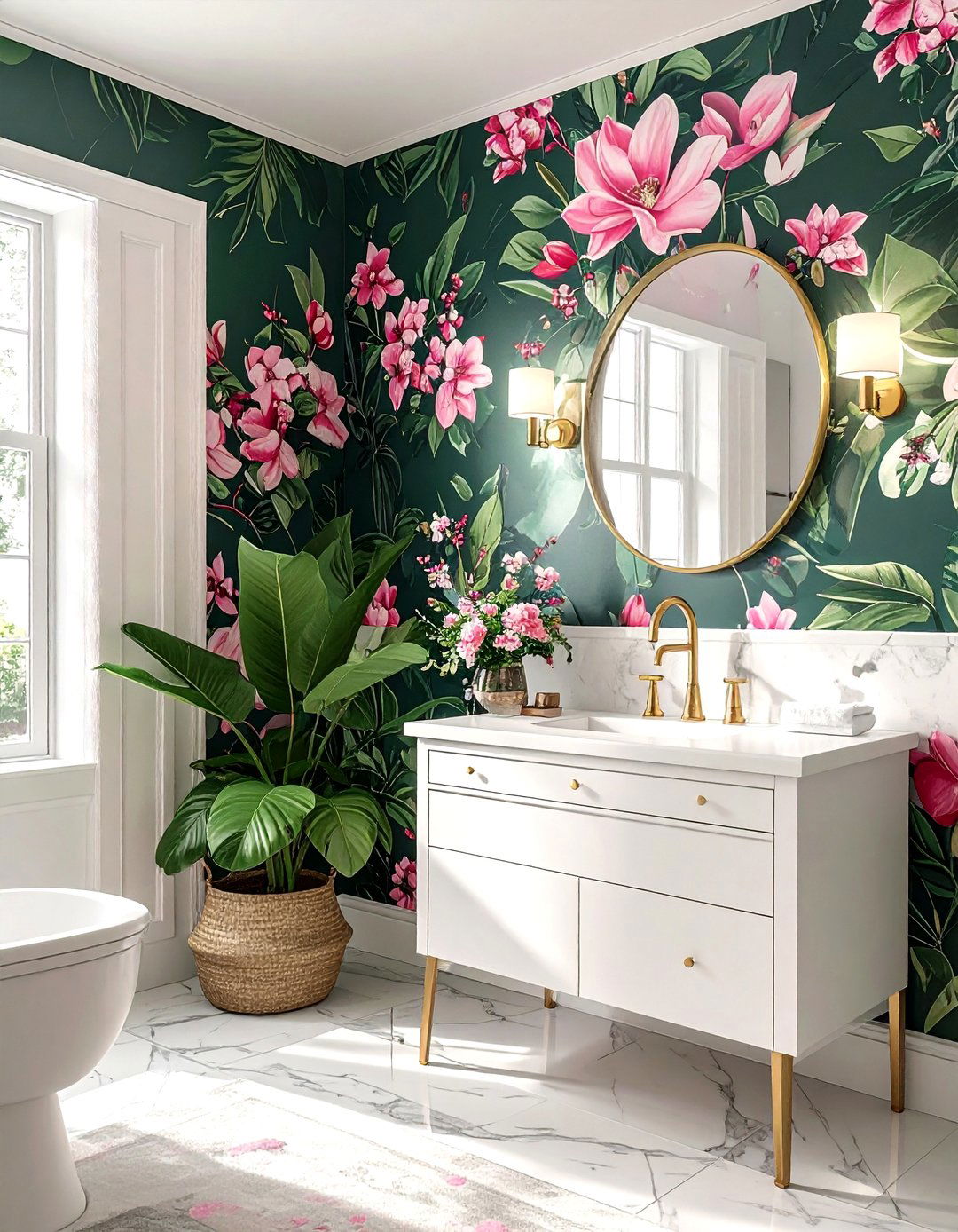 Floral bathroom wallpaper - 30 bathroom wallpaper ideas