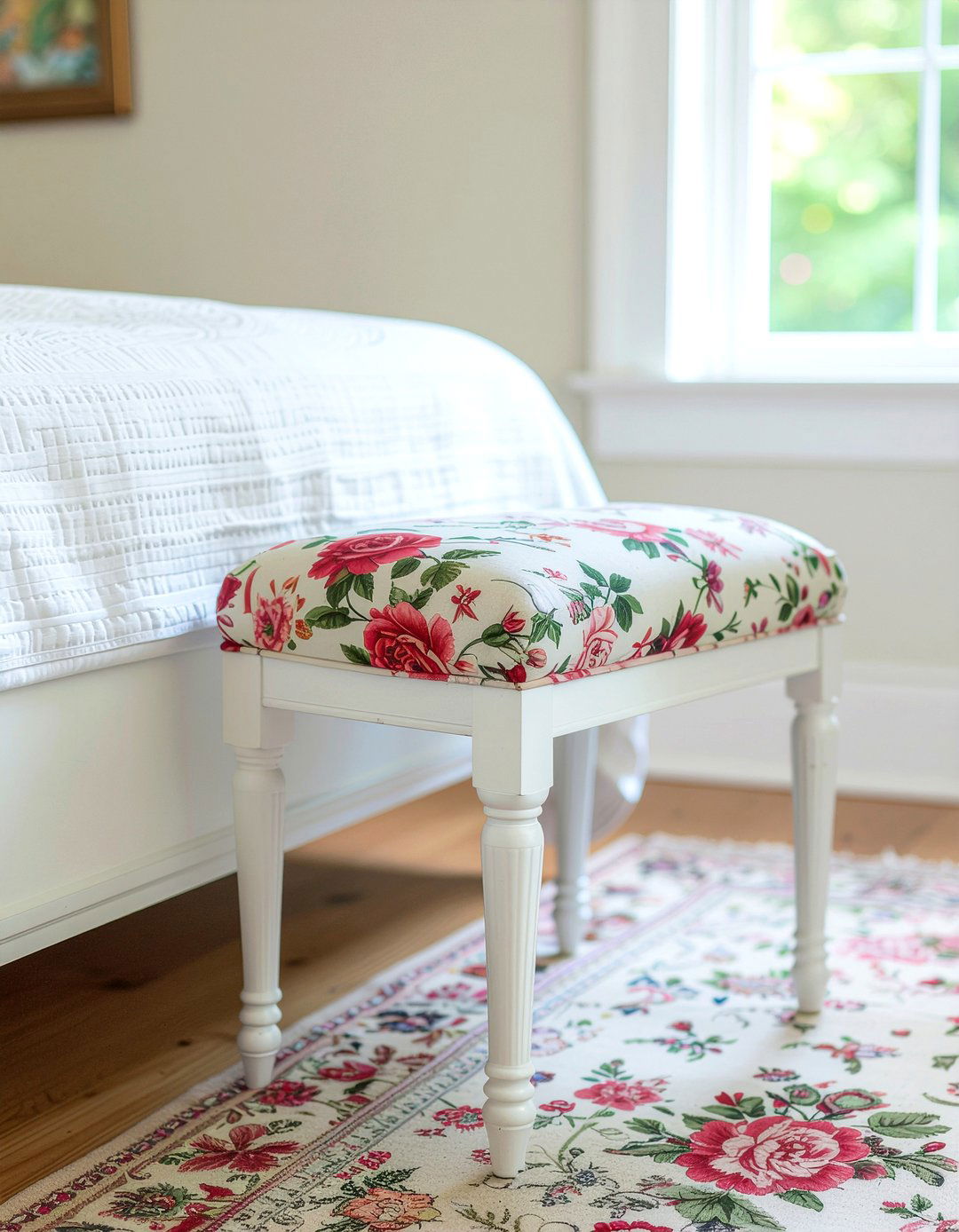 Floral bedroom stool - 30 bedroom stools