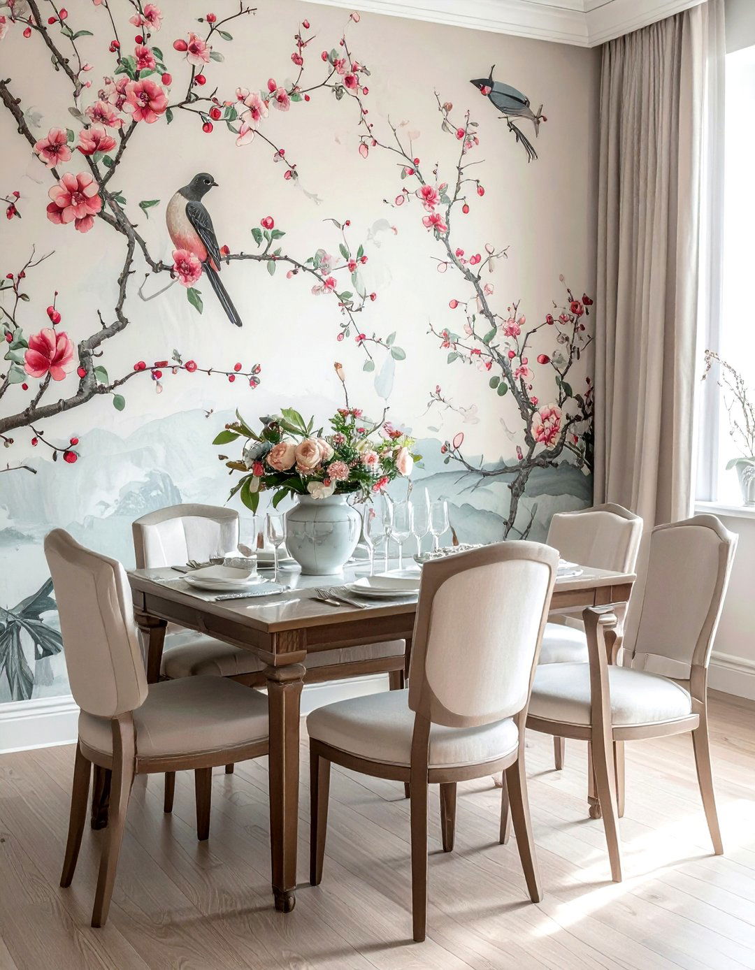 Floral chinoiserie wallpaper - 30 chinoiserie decor ideas