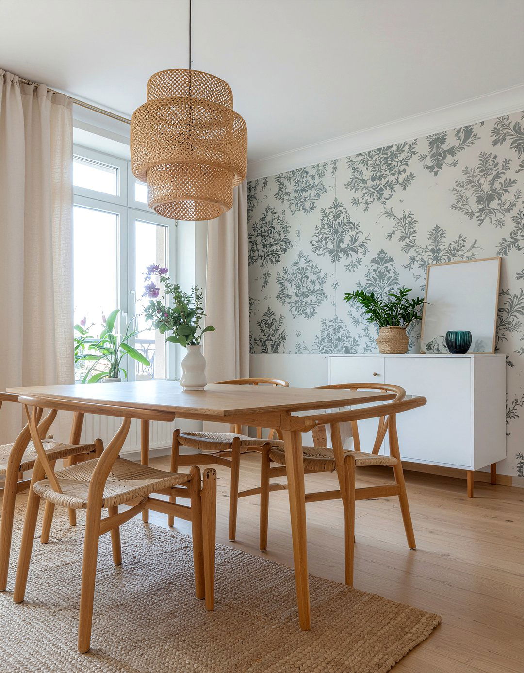 Floral damask wallpaper pattern - 30 damask wallpaper dining room ideas