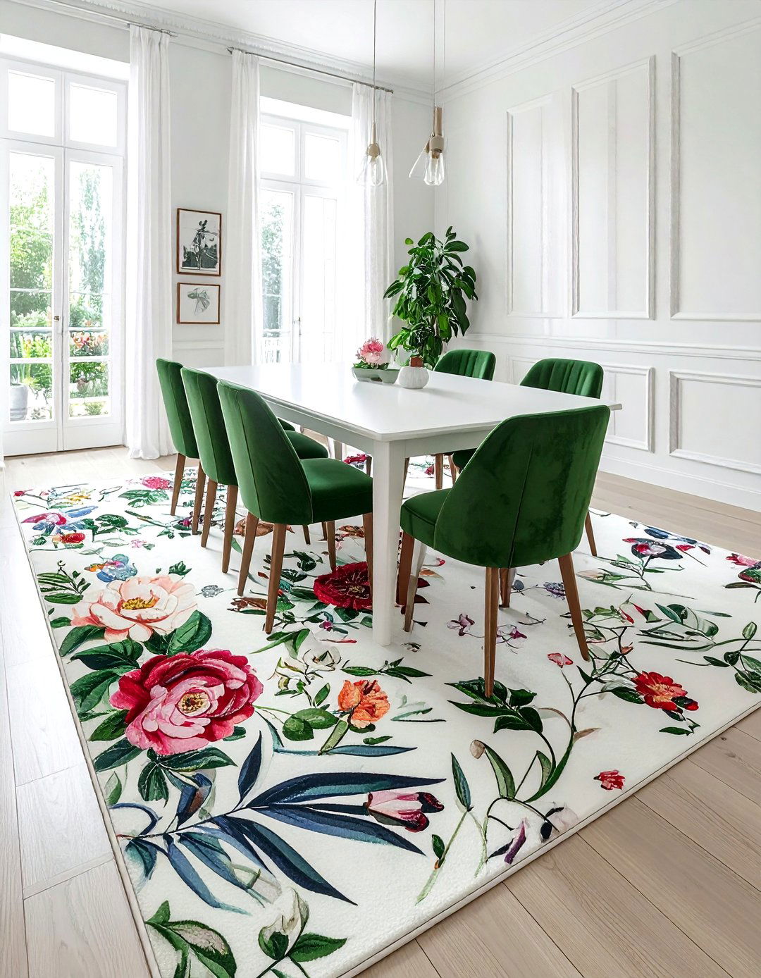 Floral dining room rug - 30 dining room rug ideas