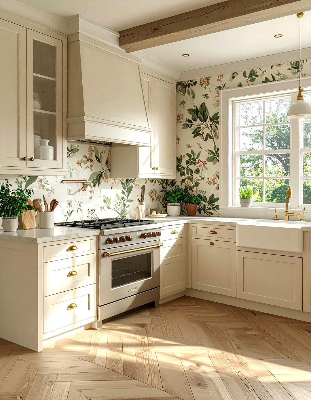 Floral kitchen wallpaper - 30 kitchen pattern mixing ideas