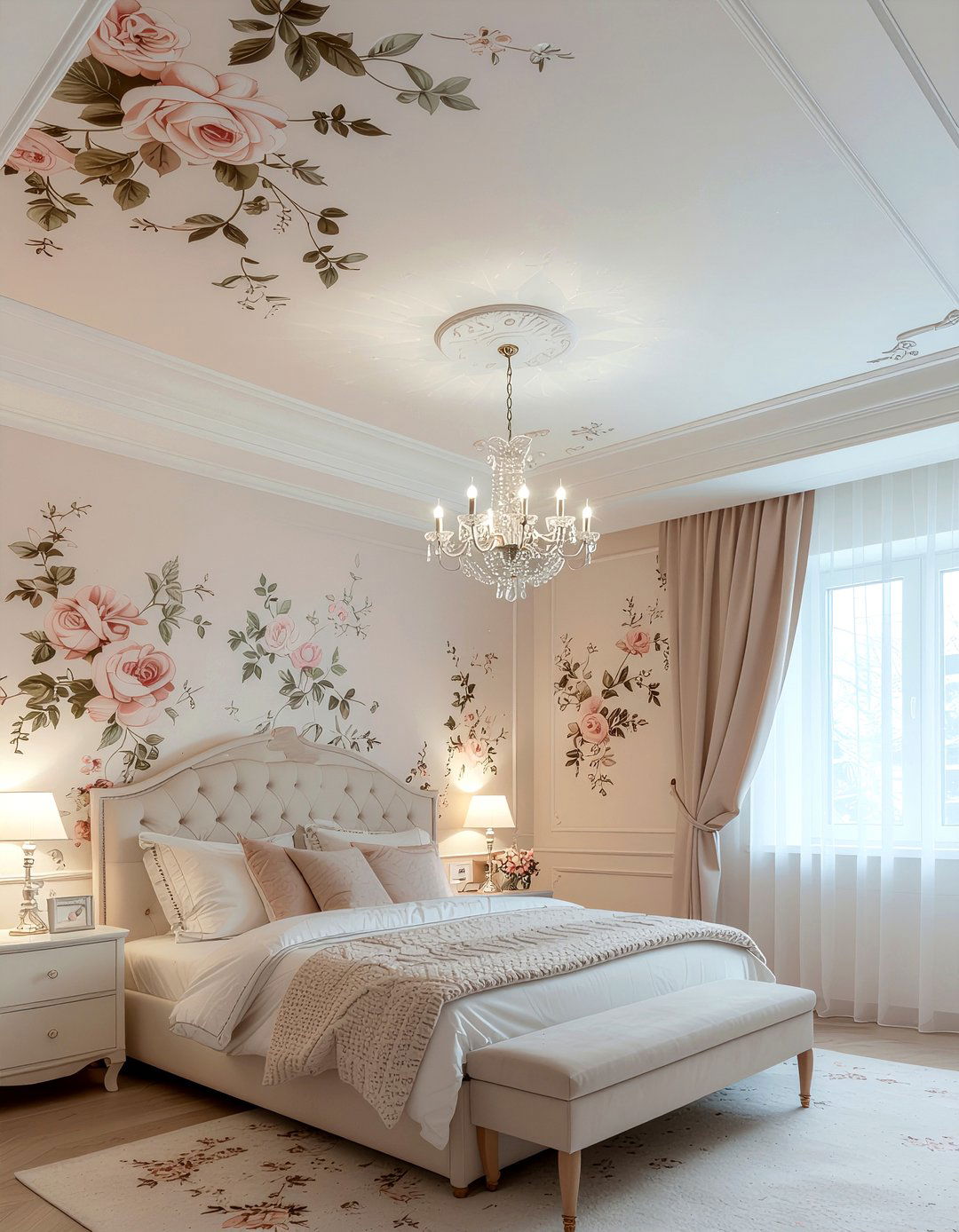 Floral motif ceiling wallpaper - 30 floral pattern decor ideas