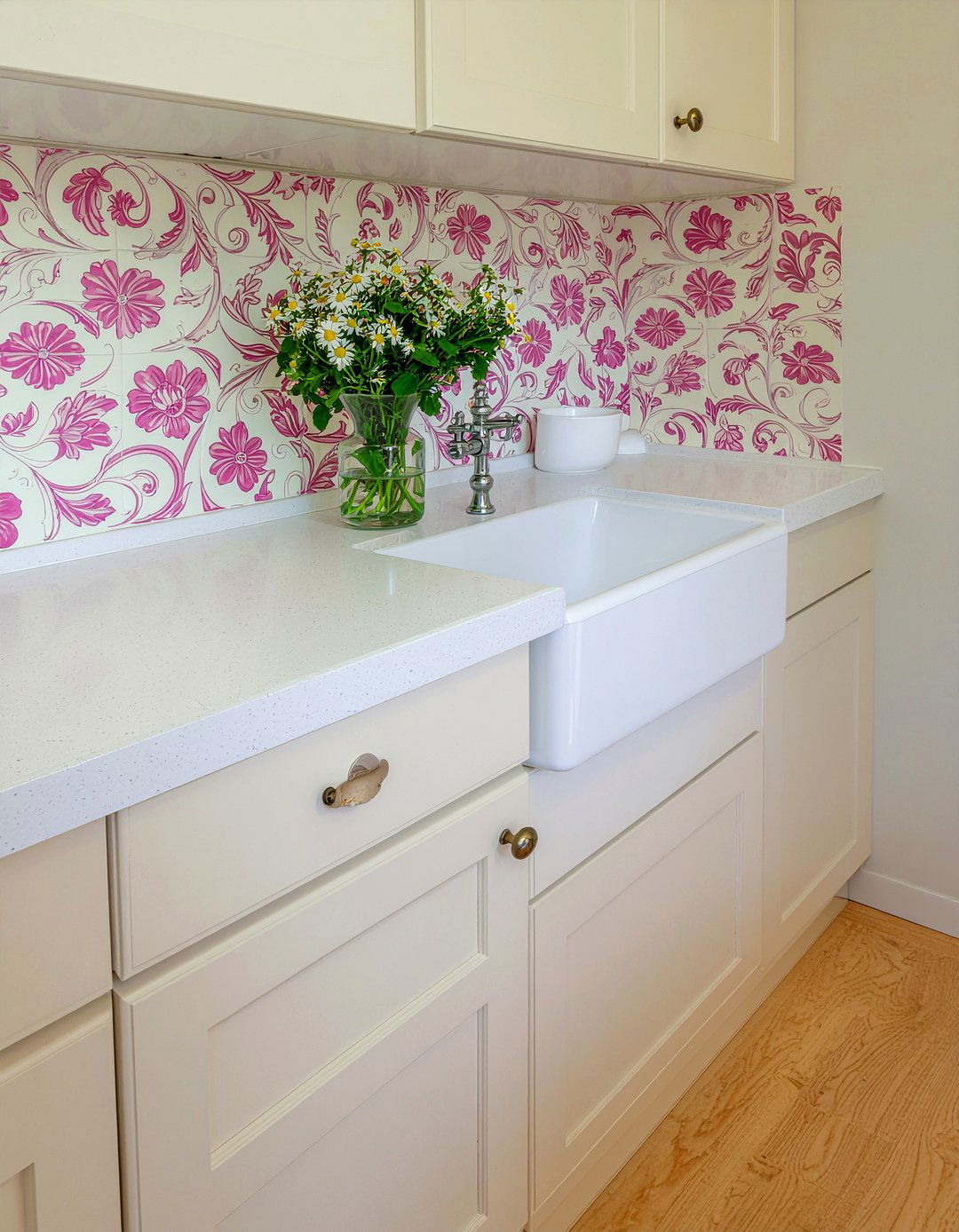 Floral motif kitchen backsplash - 30 encaustic tile kitchen backsplash ideas