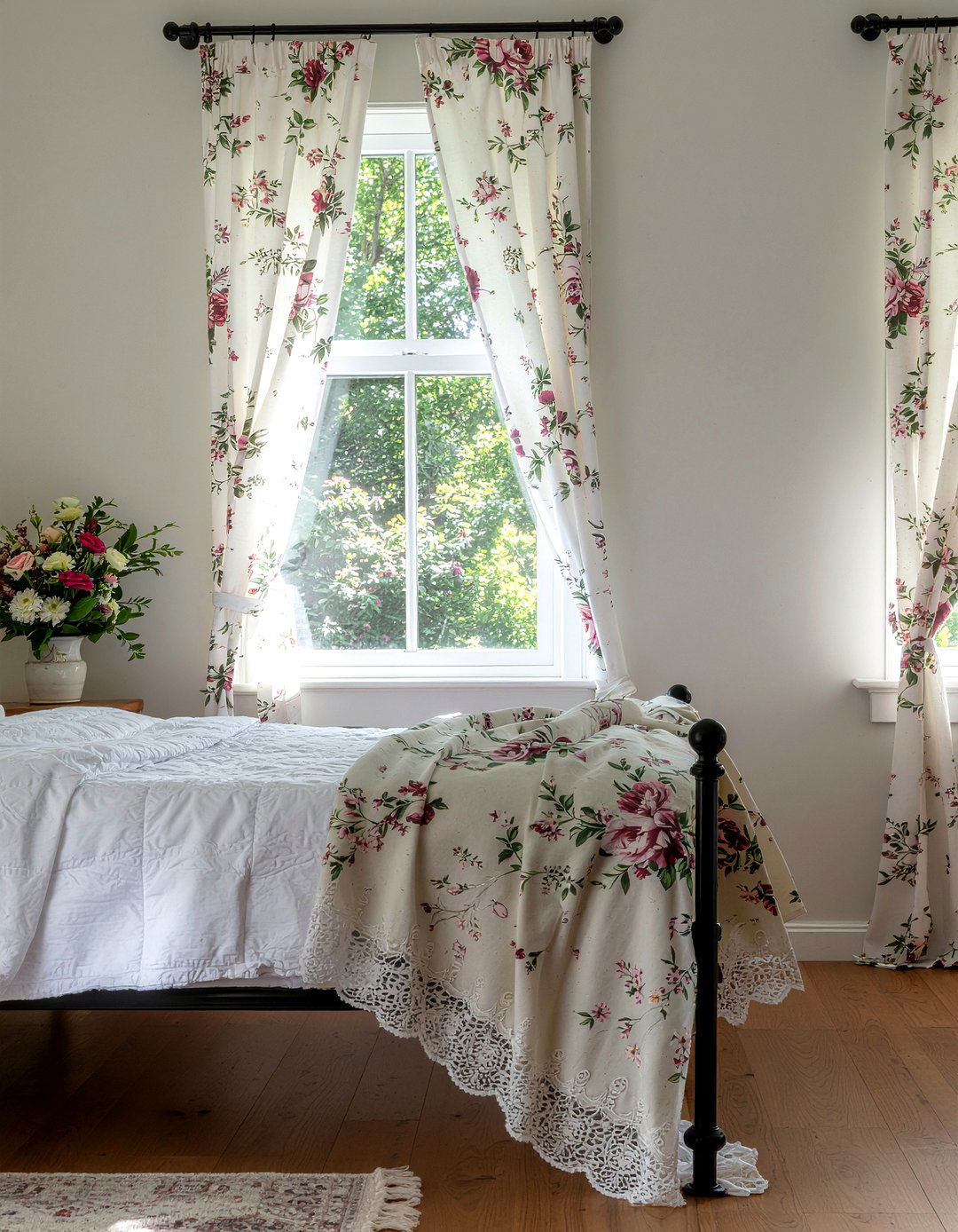 Floral print curtains - 30 bedroom drapes