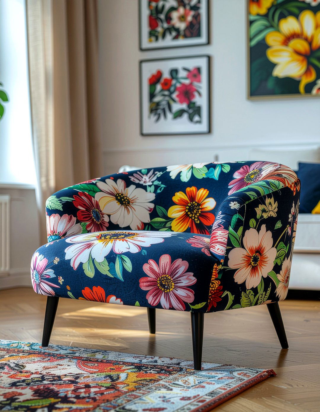 Floral print settee - 30 living room settee ideas