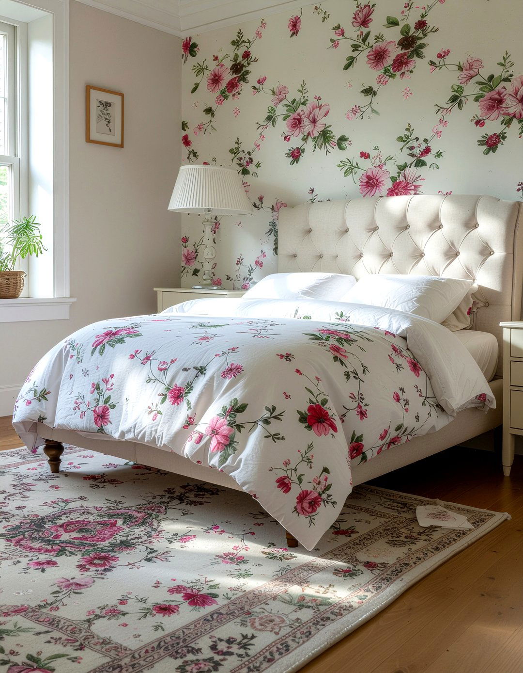 Floral print upholstered bed - 30 upholstered bed ideas