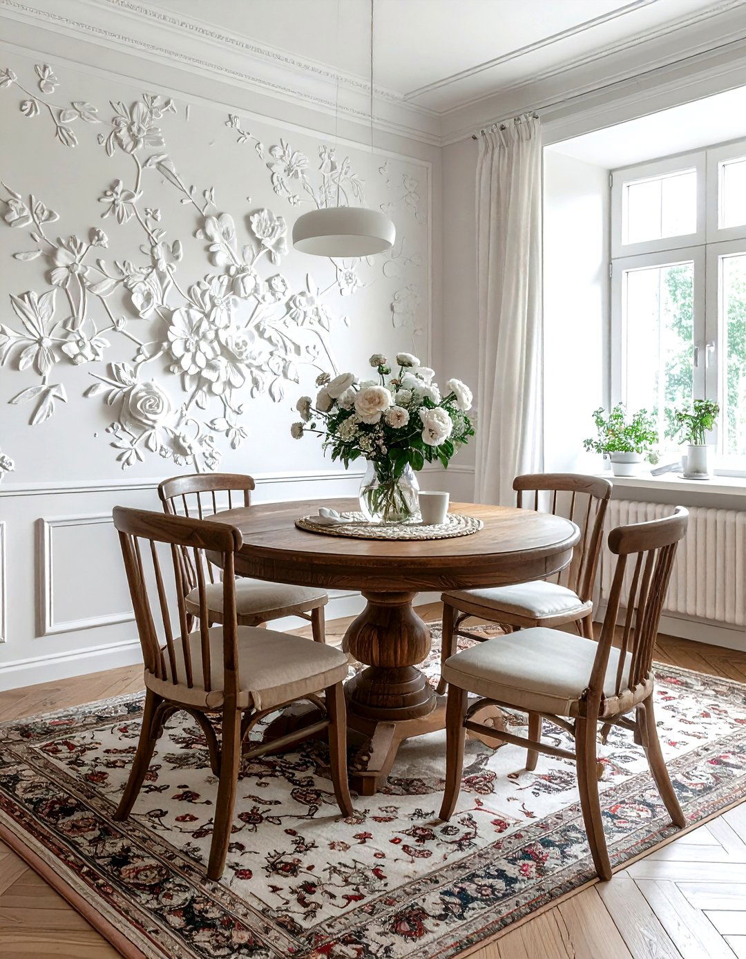 Floral relief wallpaper dining room - 30 textured wallpaper dining room ideas