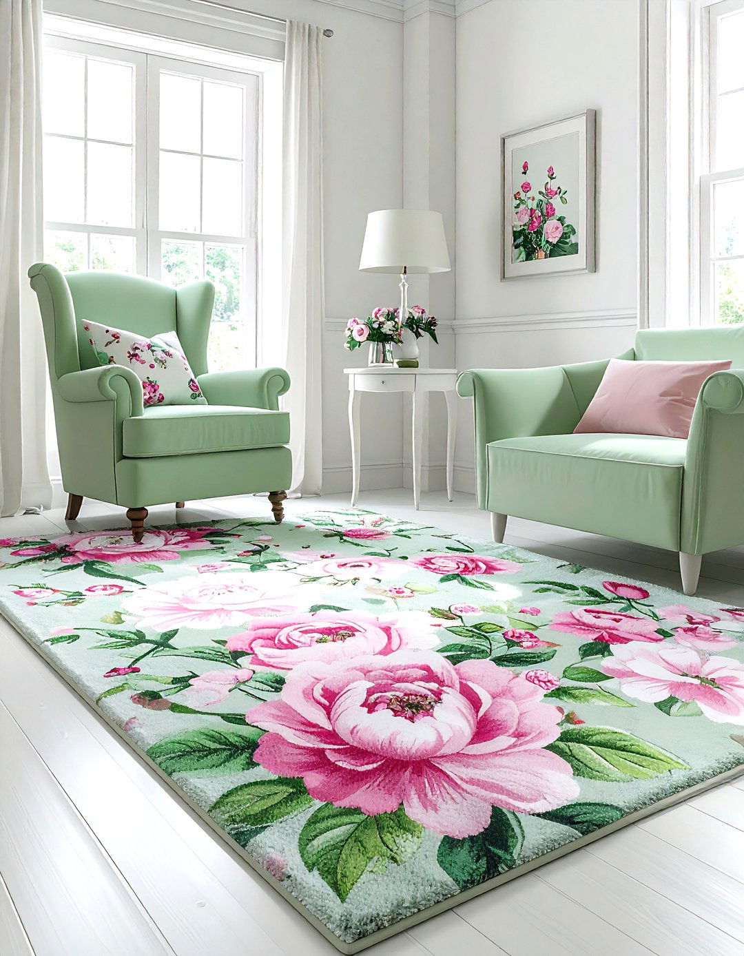 Floral rug living room - 30 living room rug ideas