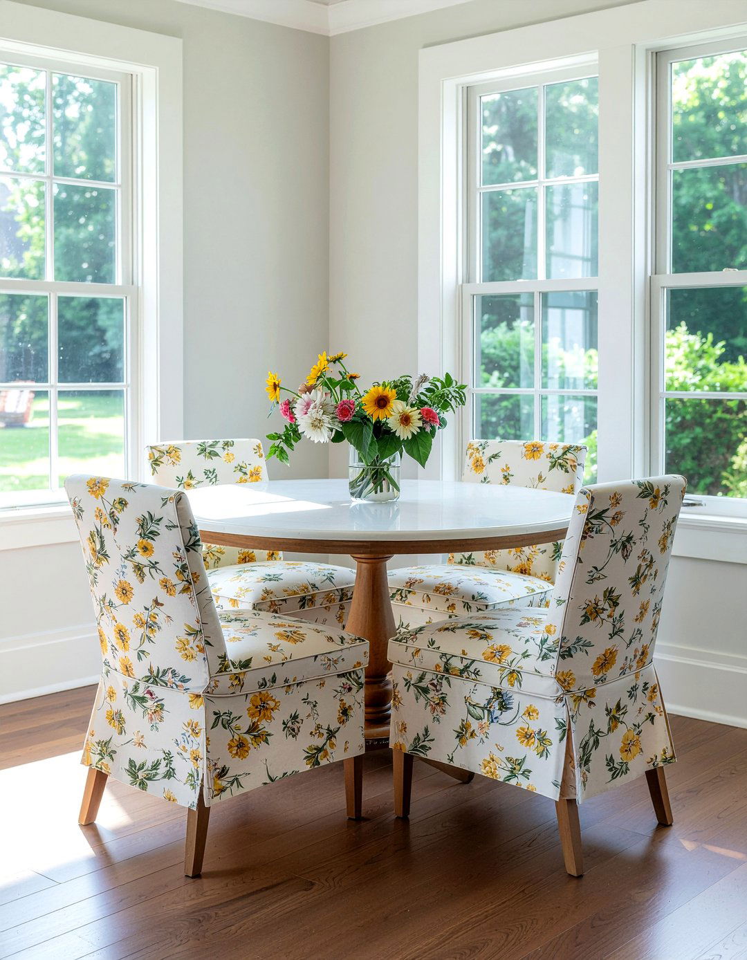 Floral slipcovered chairs - 30 floral pattern decor ideas