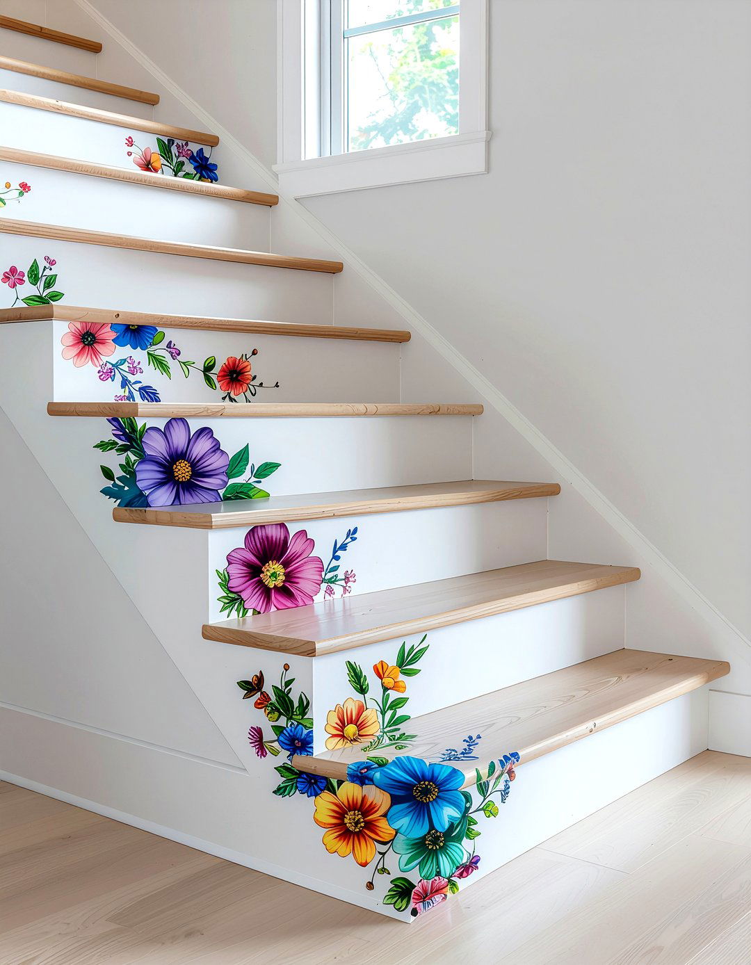 Floral stair decals - 30 floral pattern decor ideas