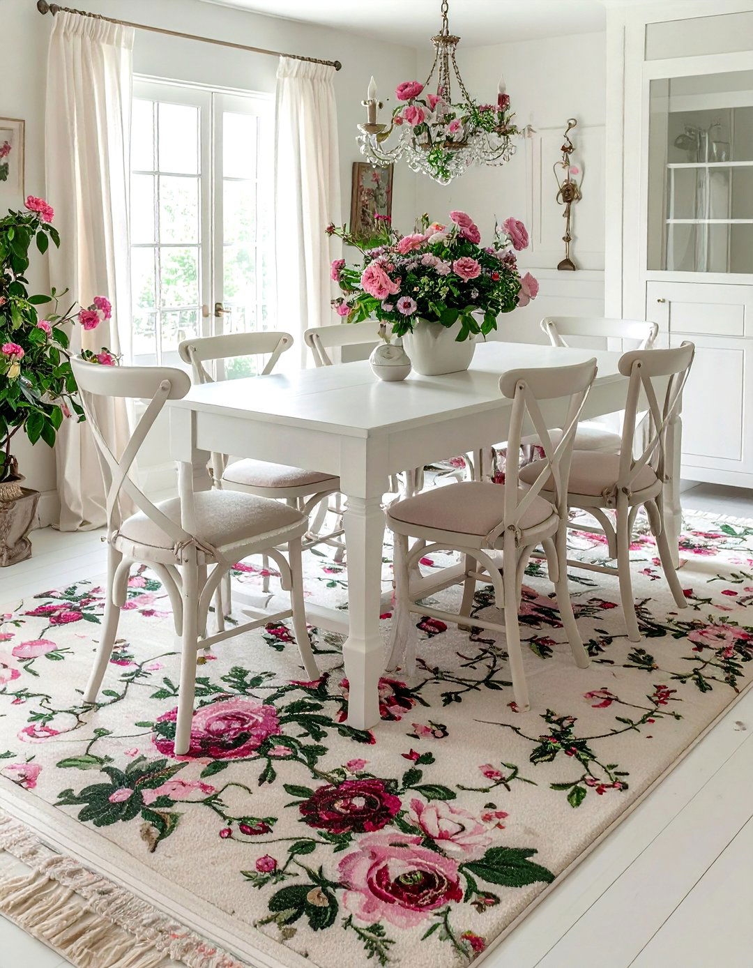 Floral vintage rug dining room - 30 vintage rug dining room ideas